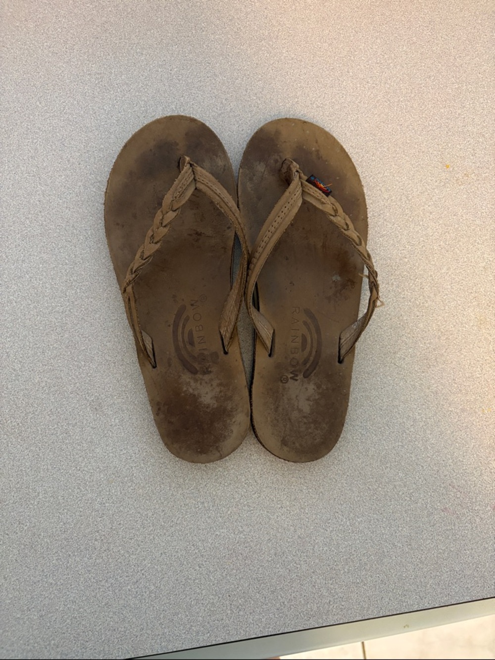 Rainbow Brown Braided-strap Flip Flops